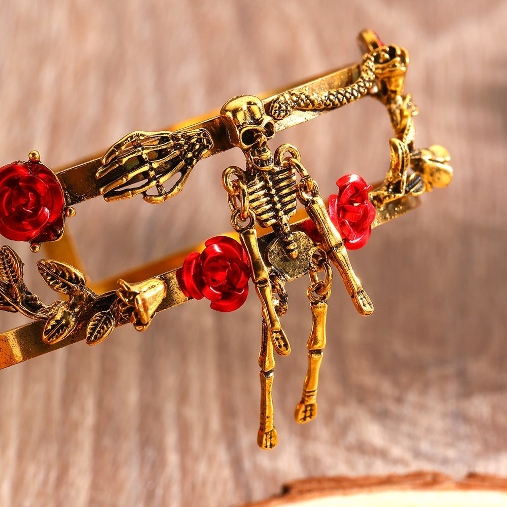Wholesale Fashion Punk Skull Snake Arm Cuff Antique Silver Alloy Resale Jewelry Accessory