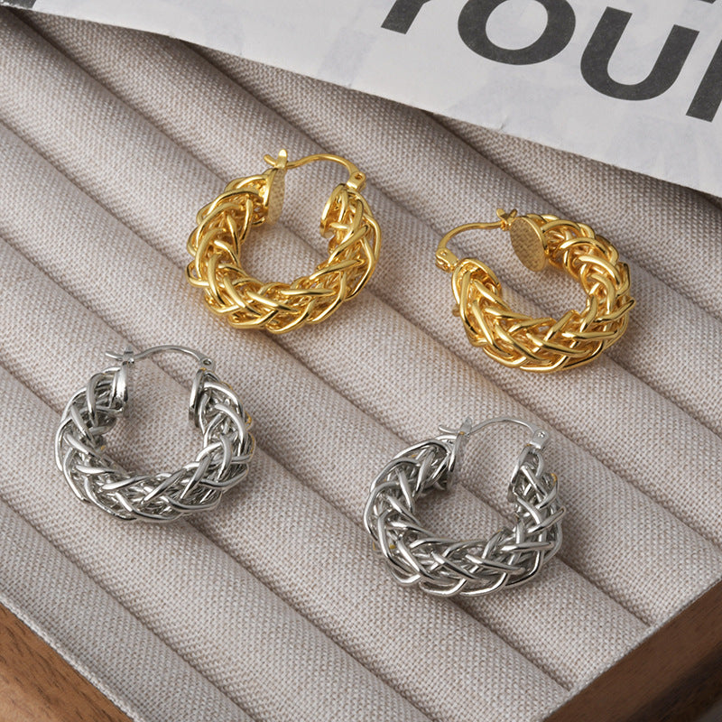 Wholesale  Braided Twist O-Shaped Earrings