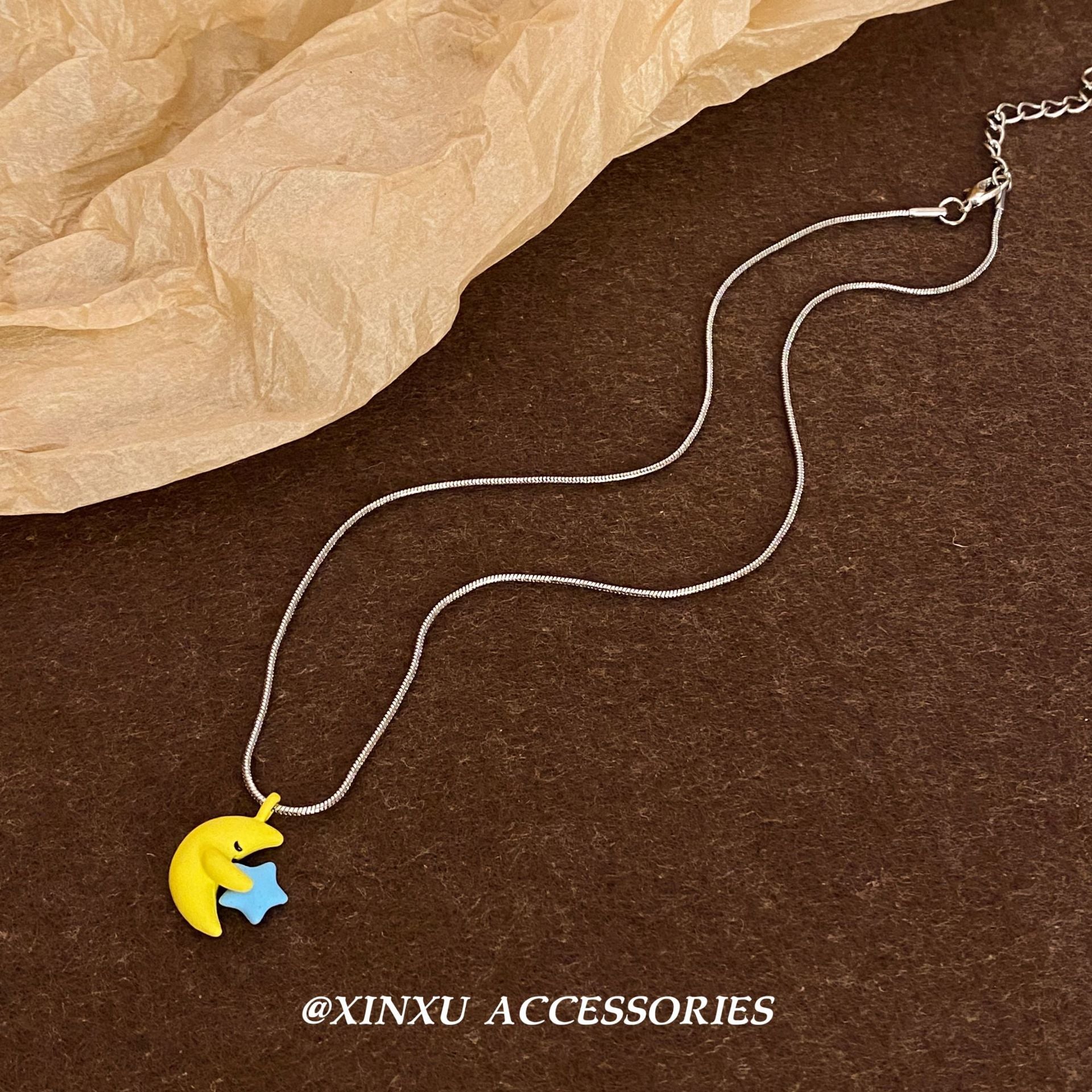 Wholesale Cute Yellow Moon Necklace