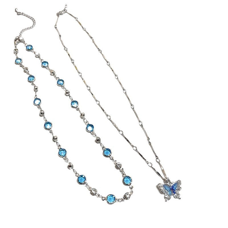 Wholesale Unique and Fresh Summer Cool Double-Layer Butterfly Necklace Accessory,  Luxurious Niche Hot Girl Choker Clavicle Chain Neck Chain