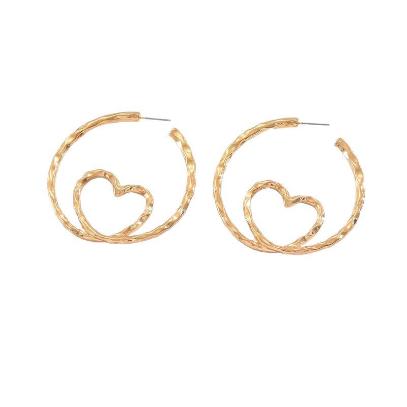 Wholesale Metal Heart Earrings with Music Note Design - Trendy Jewelry Accessory for Women