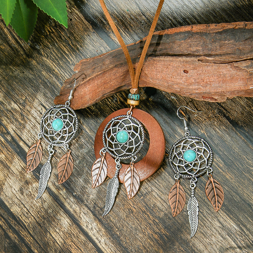 Wholesale Bohemian Retro Alloy Dream Catcher Pendant Necklace Fashion Accessory