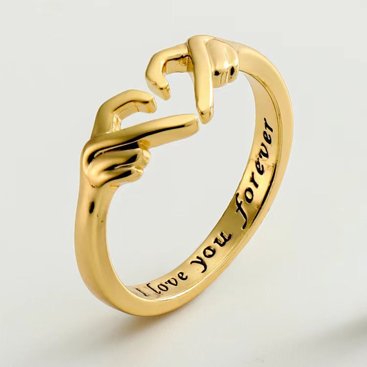 Wholesale Romantic Double Hand Heart Shape Ring Fashion Accessory Gift