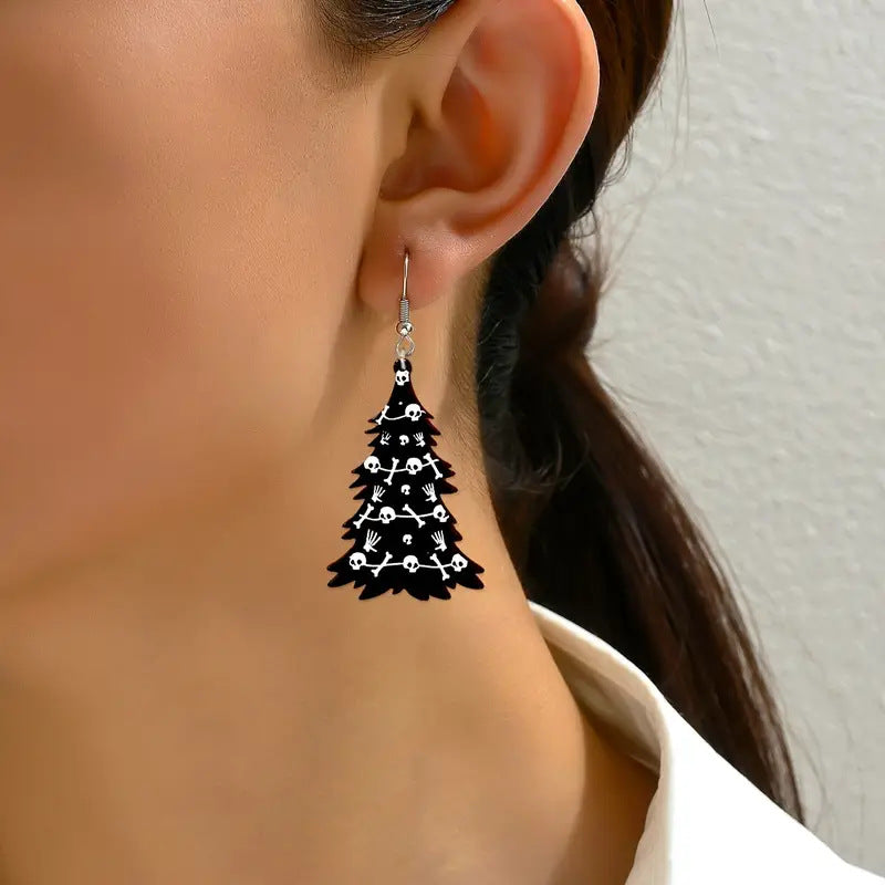 Wholesale Skull Halloween Christmas Tree Acrylic Earrings