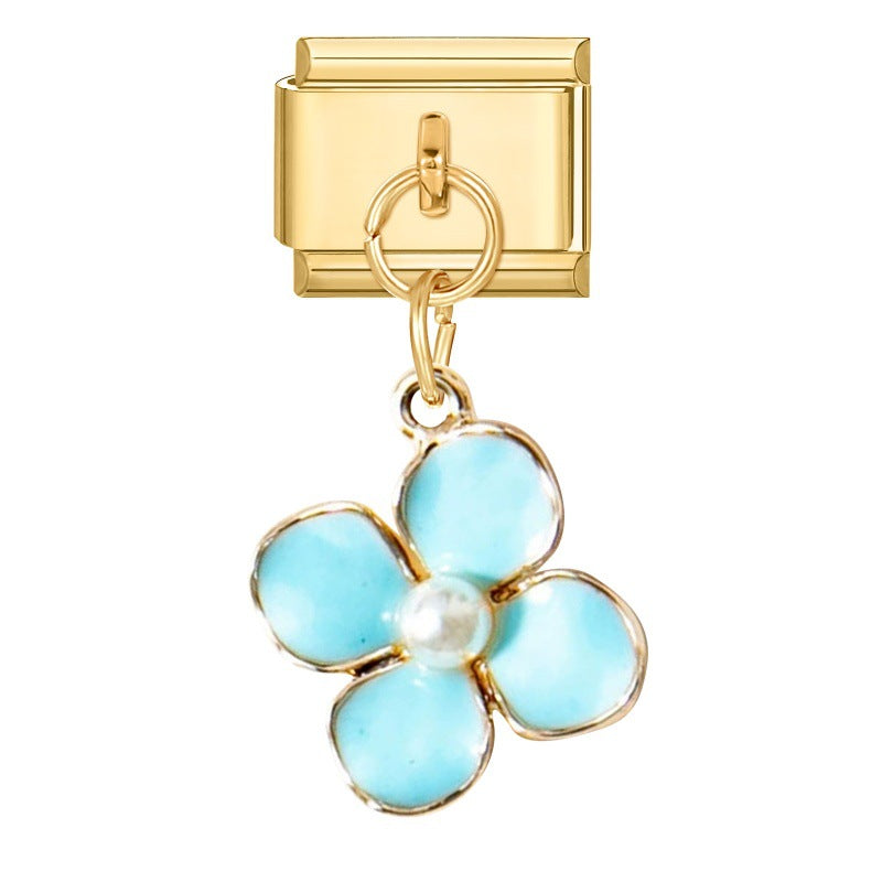 Wholesale  Italian Charm Bracelet 9mm DIY Flower Pendant Creative Stainless Steel Composable Bracelet