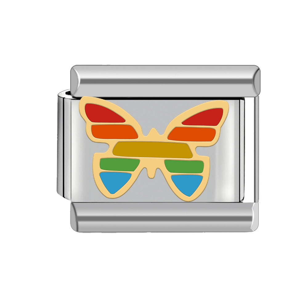 Wholesale Italian Charm Bracelet 9mm DIY Splicing Butterfly Series Stainless Steel Composable Bracelet