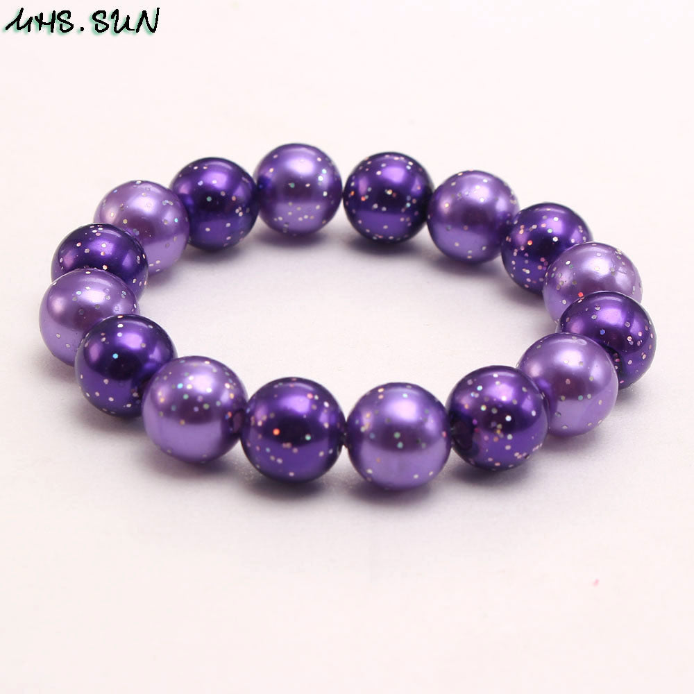 Wholesale Glitter Pink Acrylic Pearl Children's Bracelet ACC-BT-NiJia001