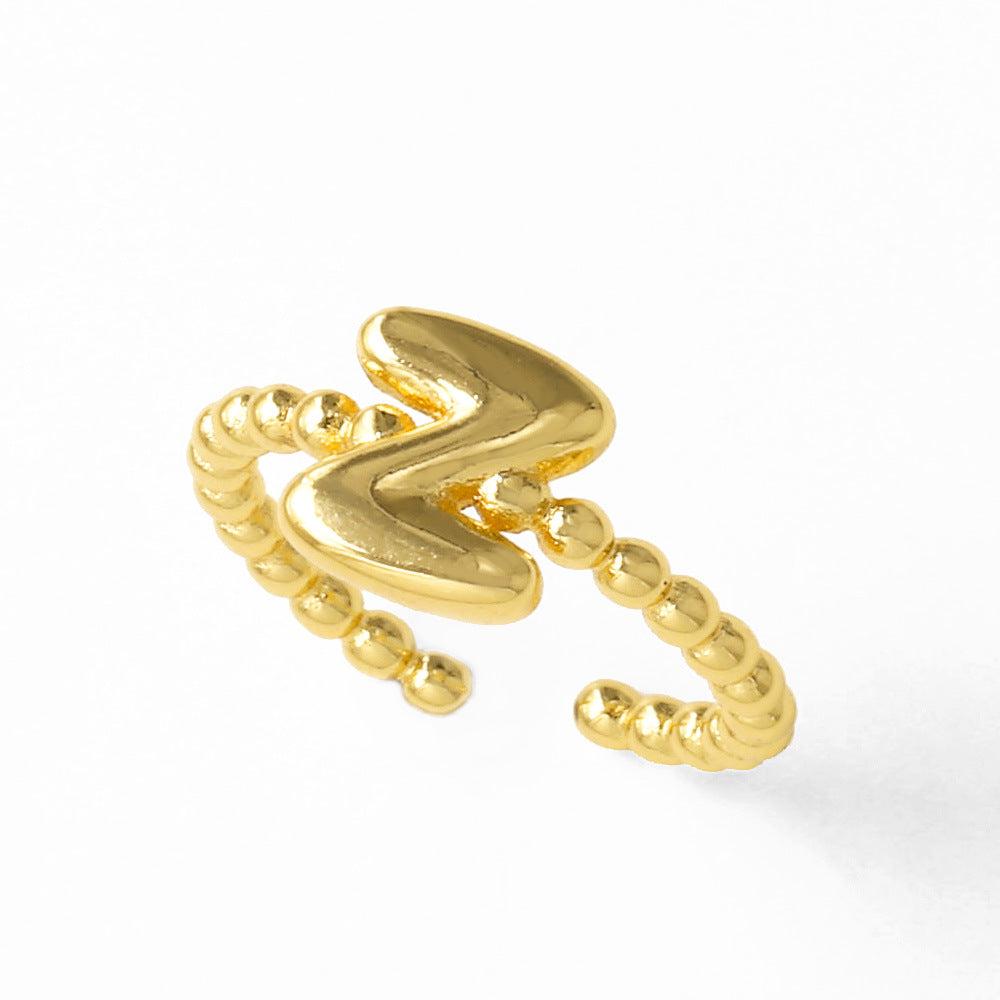 Wholesale 26 English letter rings gold-plated open rings