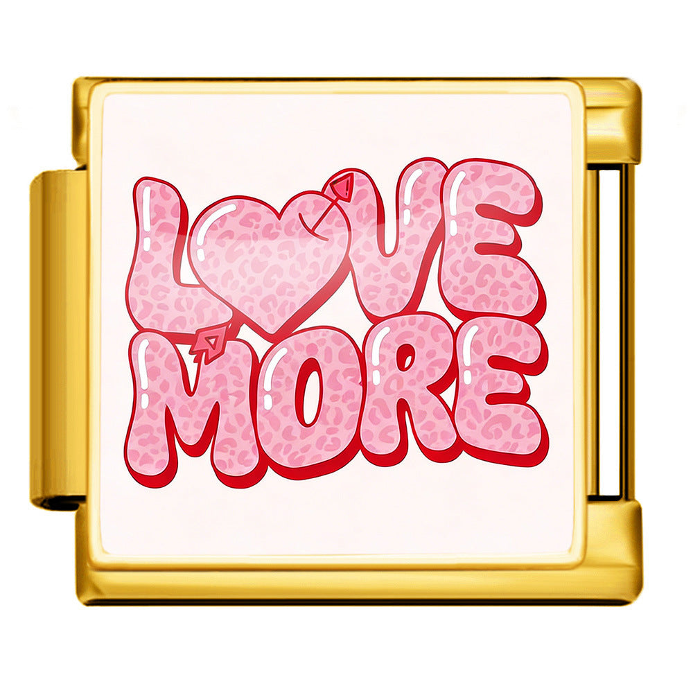 Wholesale Titanium Steel Love Series Square Pattern Modular Bracelet For Valentine S Day Gifts