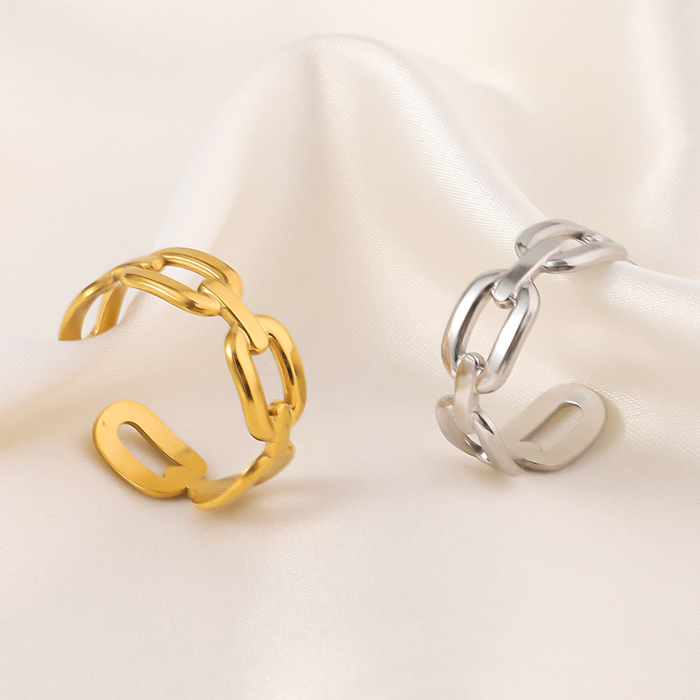 Wholesale stainless steel rings with 18K gold plated open rings