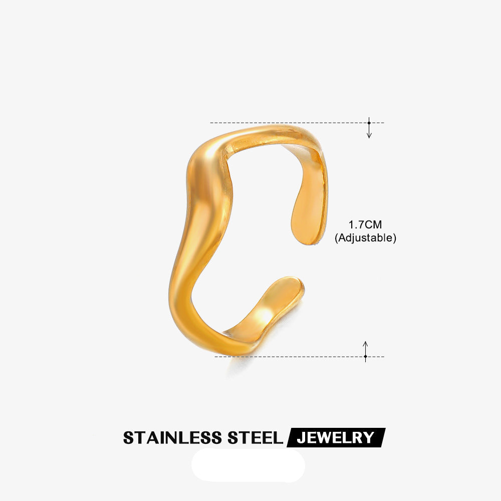 Wholesale Stainless Steel Heart 18K Gold Plated Open Ring