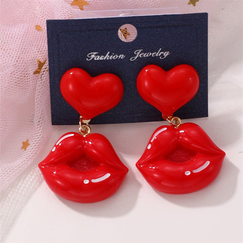 Wholesale  Valentine's Day  Earrings Lips Red Earrings  Jewelry