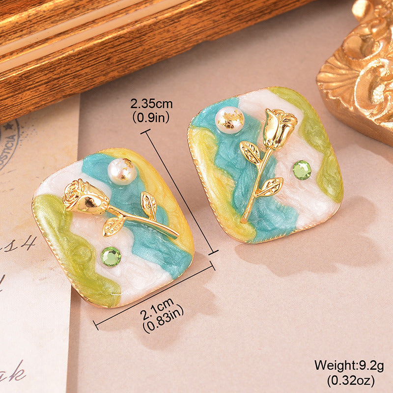 Wholesale Natural Pearl Earrings Geometric  Jewelry Accessories