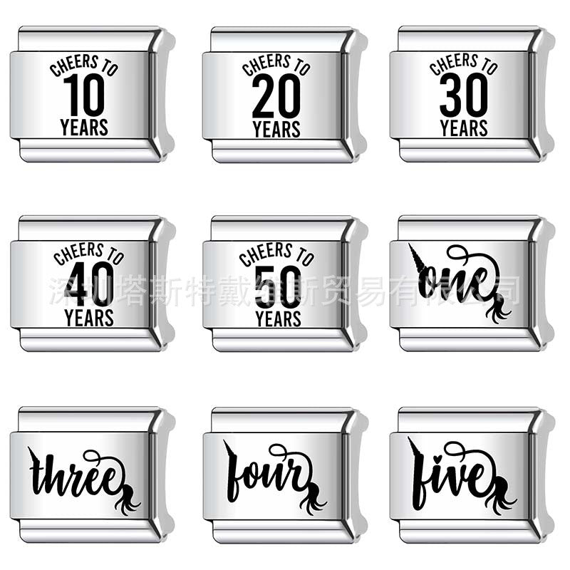 Wholesale 9mm Italian Charm Starter Bracelets DIY square Single Section Creative Stainless Steel Composable Bracelet