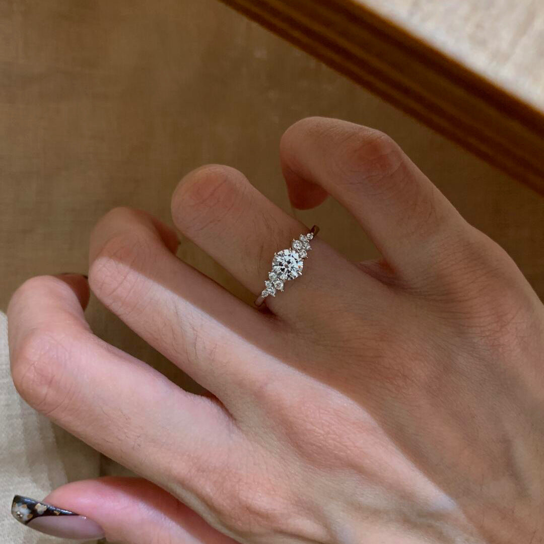 Wholesale Trendy Instagram Small 1 Carat Moissanite Berlin Love Letter Ring Niche Design Adjustable Diamond Women' s Ring