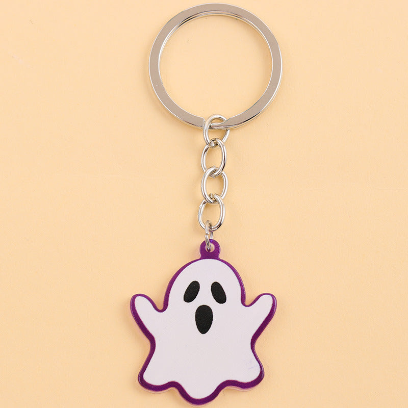 Wholesale Halloween series contrast color spider ghost bat acrylic cartoon keychain