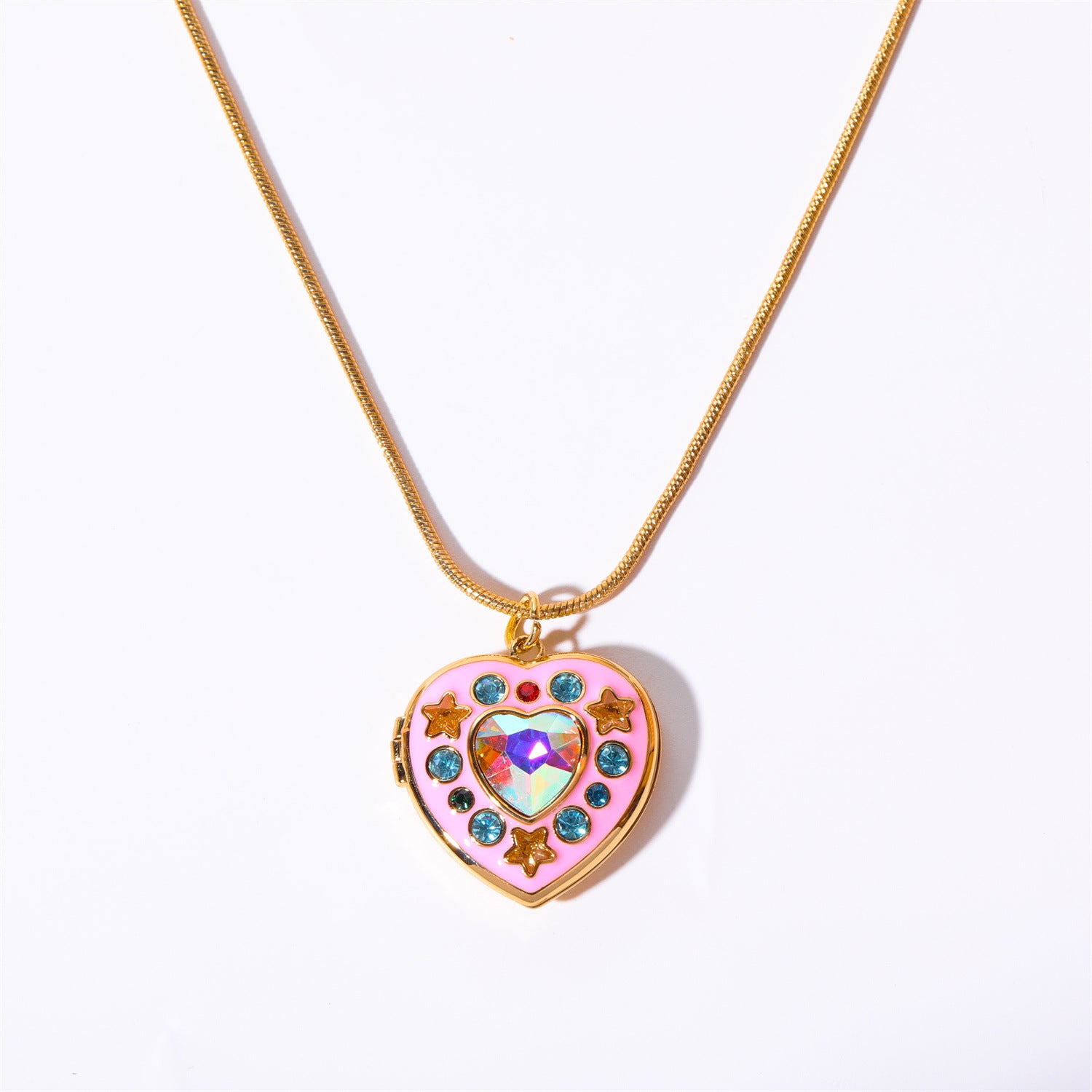 Wholesale Love Full Diamond Opening and Closing Photo Album Photo Frame Necklace ACC-NE-HS020