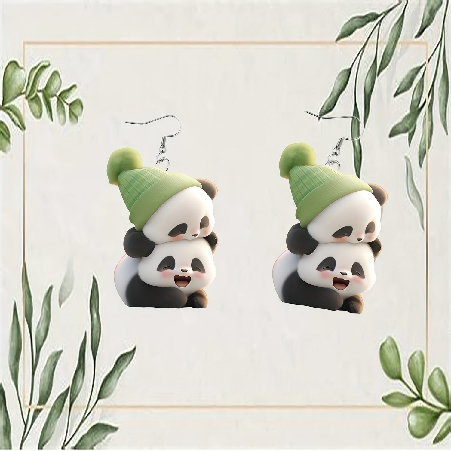 Wholesale Acrylic Cute Cartoon Panda Pendant Earrings