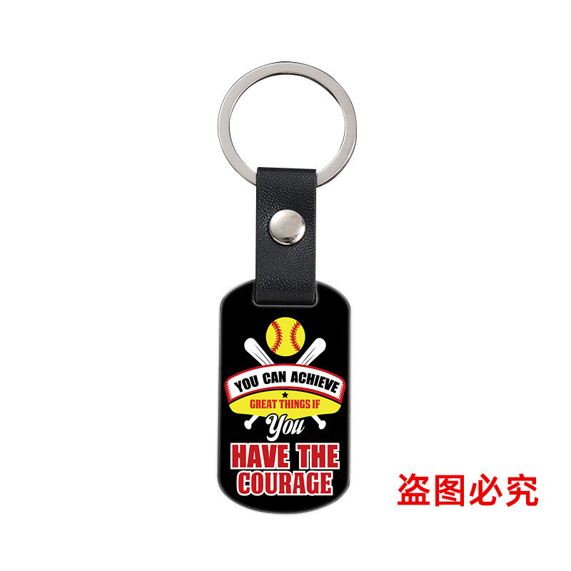 Wholesale Softball Baseball Sports Metal Leather Keychain ACC-KC-Ganggu036