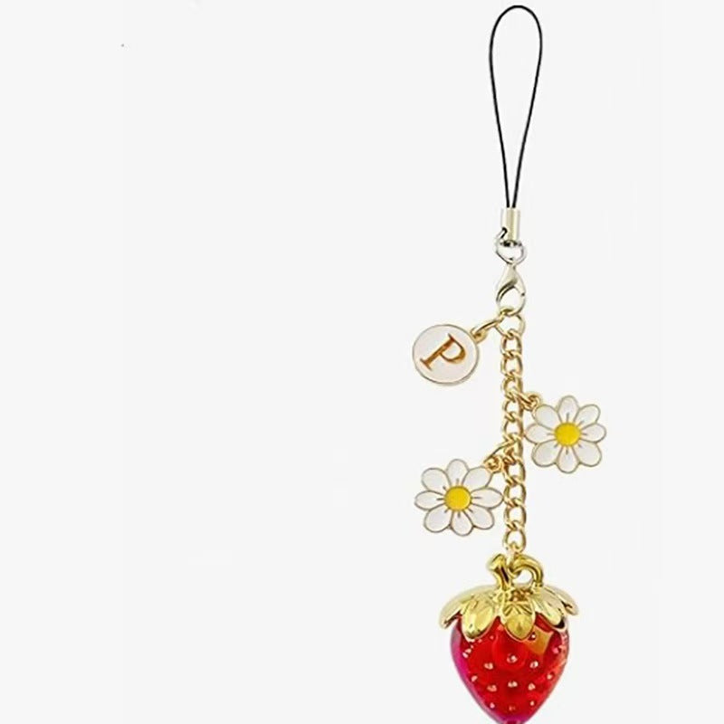 Wholesale Zinc Alloy Pink Bow Keychain Cute Strawberry Bag Charm For Everyday Use