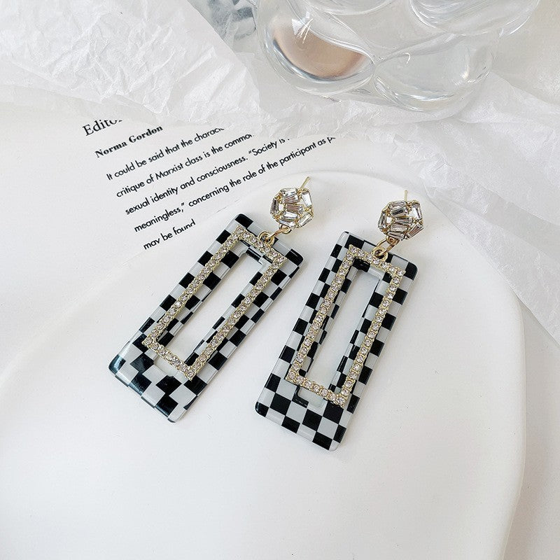 Wholesale s925 silver needle long square tassel earrings