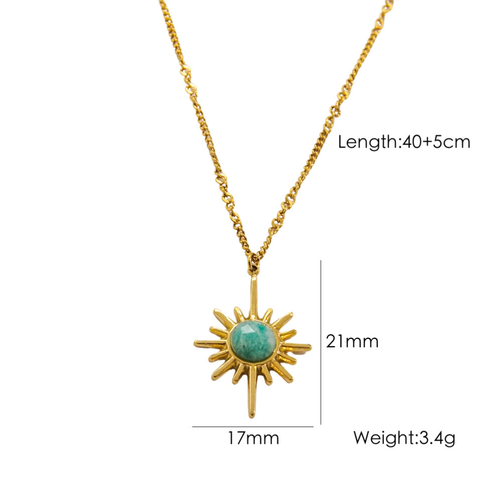 Wholesale  Stainless Steel Jewelry Necklace Set Natural Stone Handmade Chain