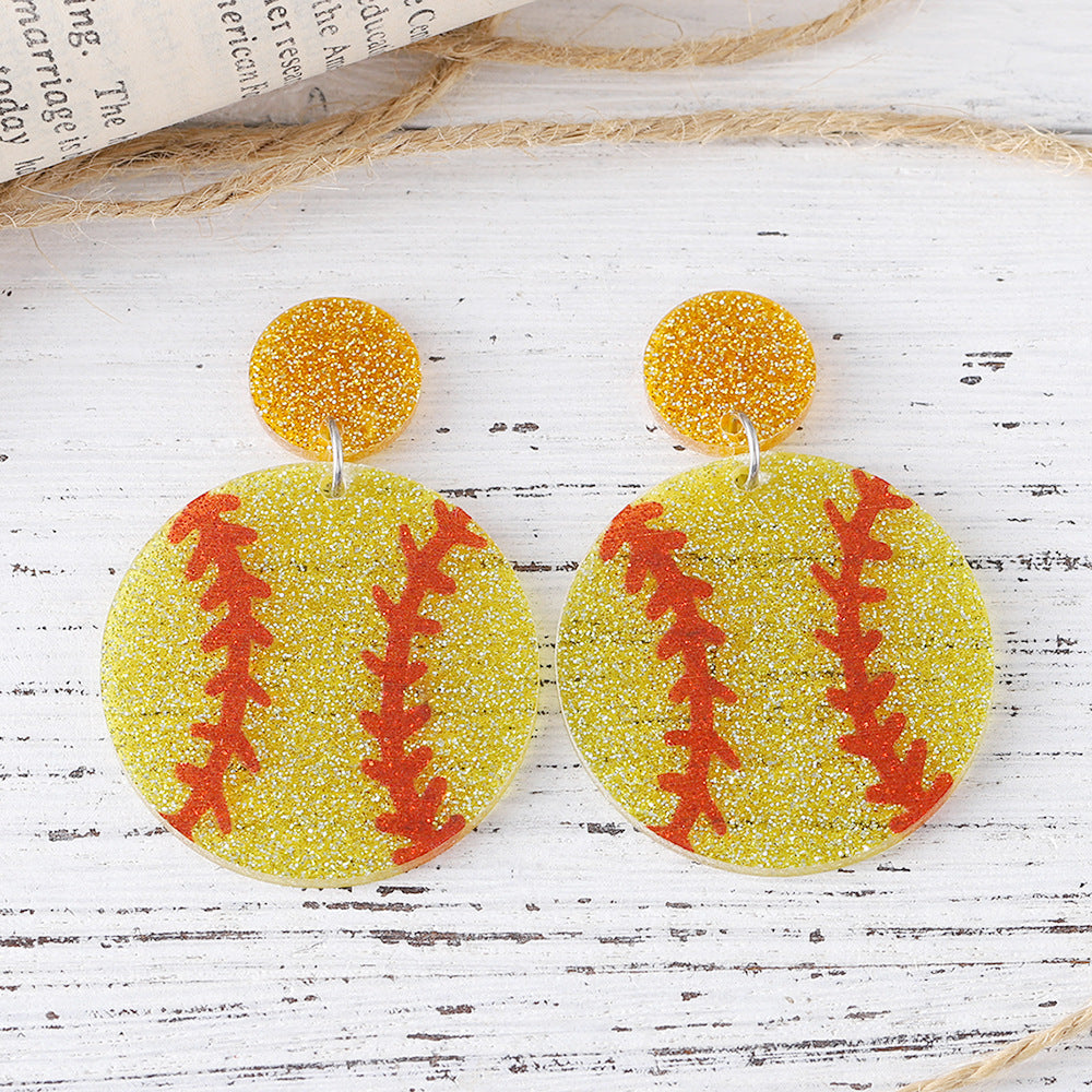 Wholesale Ball acrylic sequin-panelled drop earrings