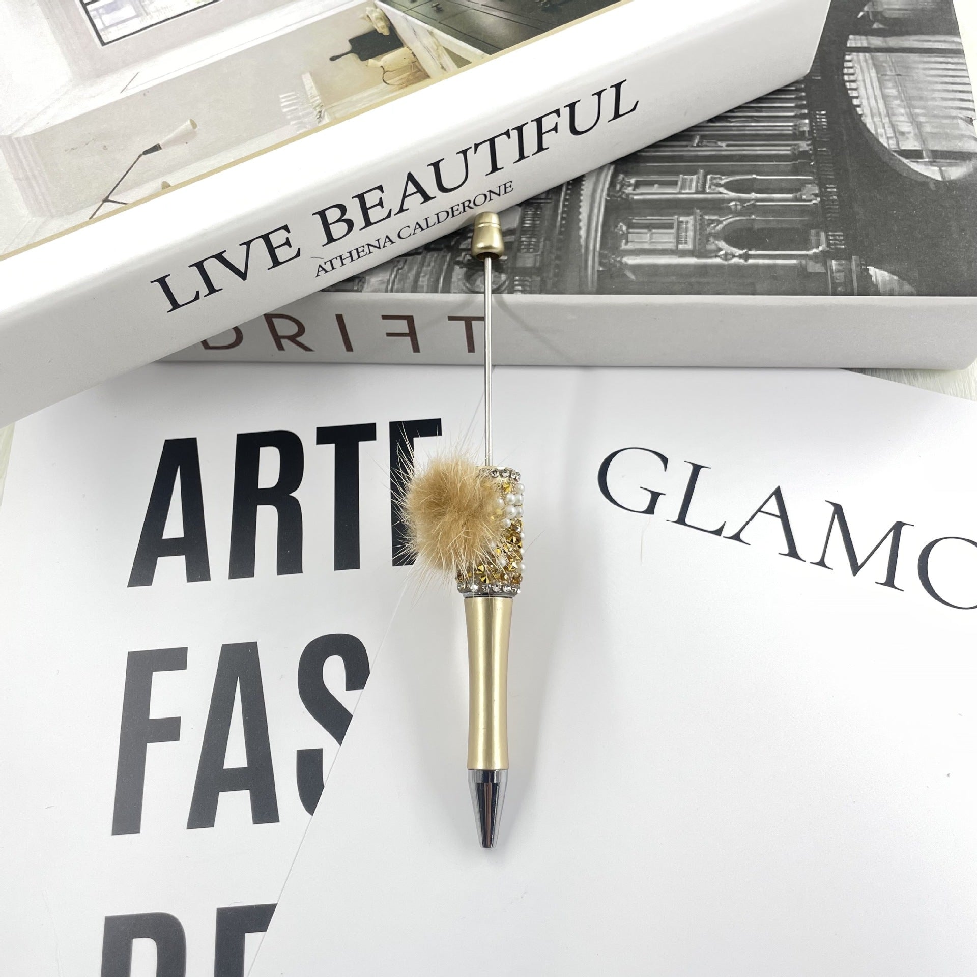 Wholesale Crushed Diamond Pom-Pom Beadable Pens