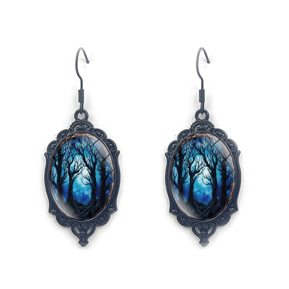 Wholesale Halloween Dark Series Oval Pendant Earrings