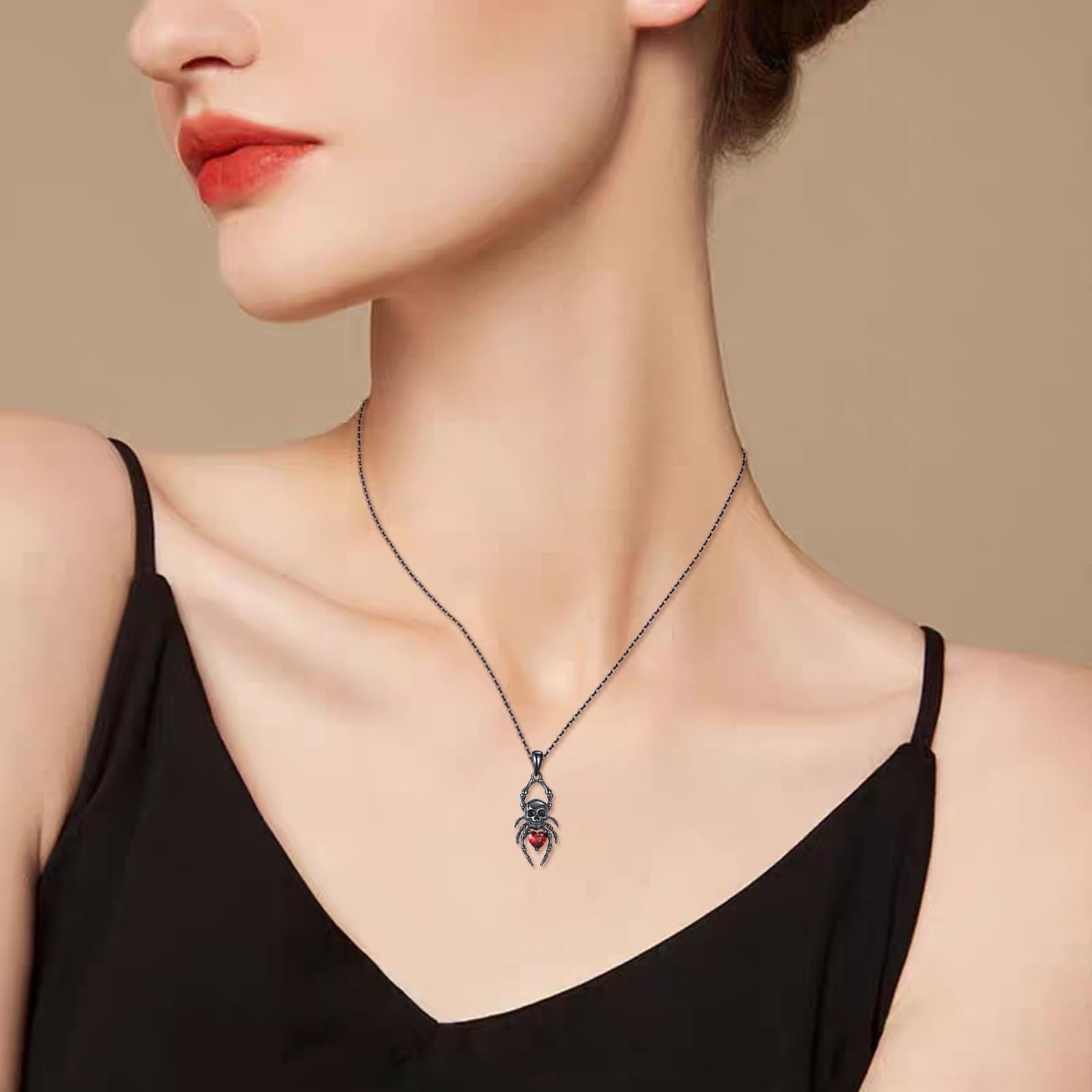 Wholesale Exaggerated Gothic Spider Skull Clavicle Chain Halloween  Necklace