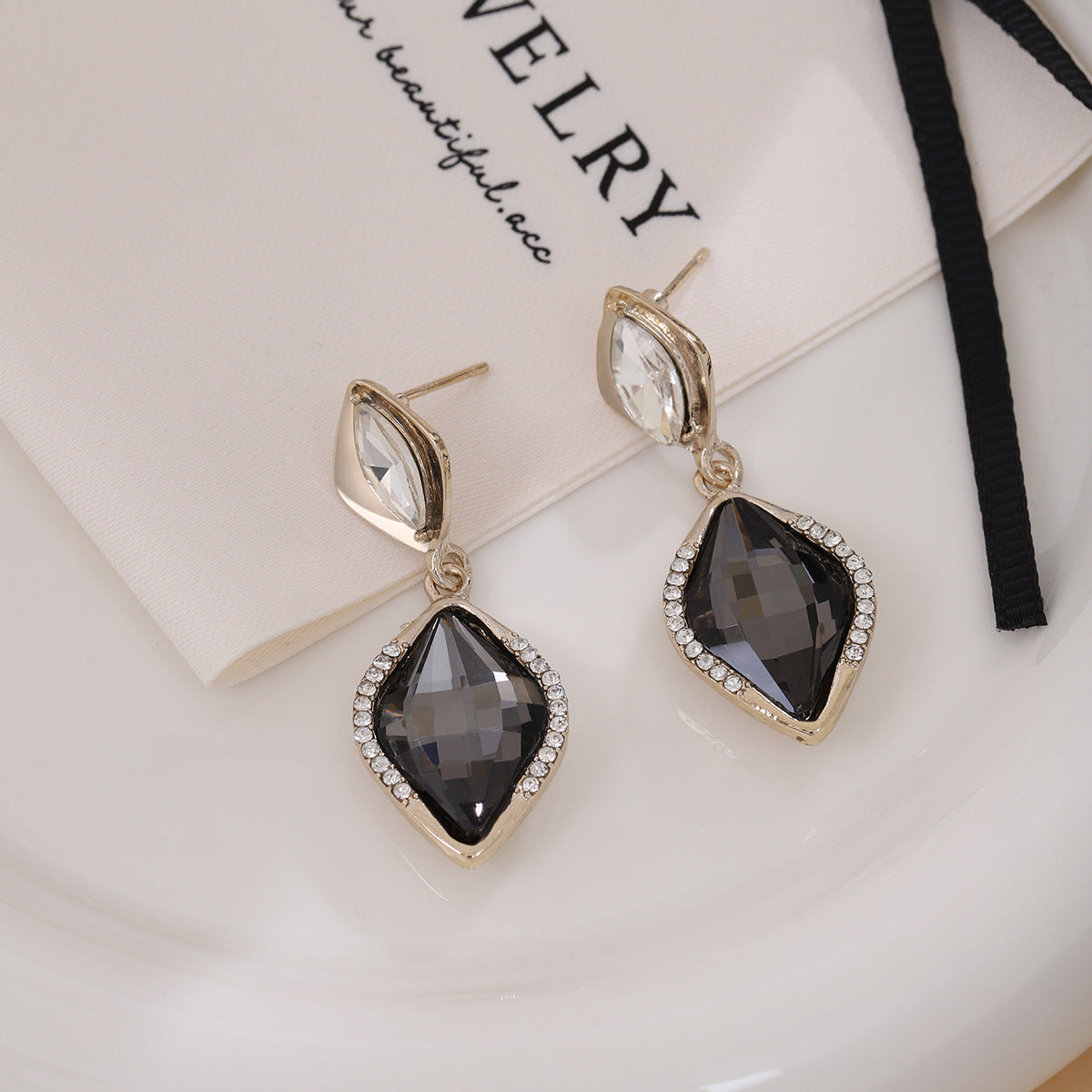 Wholesale Square Zinc Alloy Earrings with Diamond Water Drop Earrings ACC-ES-MDD021