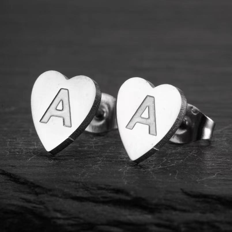 Wholesale Love Earrings English Letters Retro Gold and Silver Earrings Heart Earrings Titanium Steel ACC-ES-FaDiniya001
