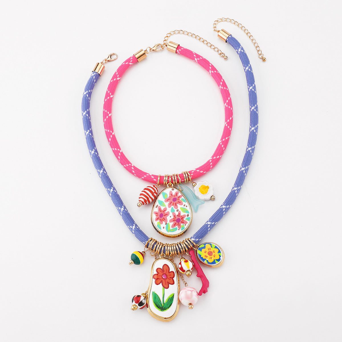 Wholesale  small flower multi pendant necklace