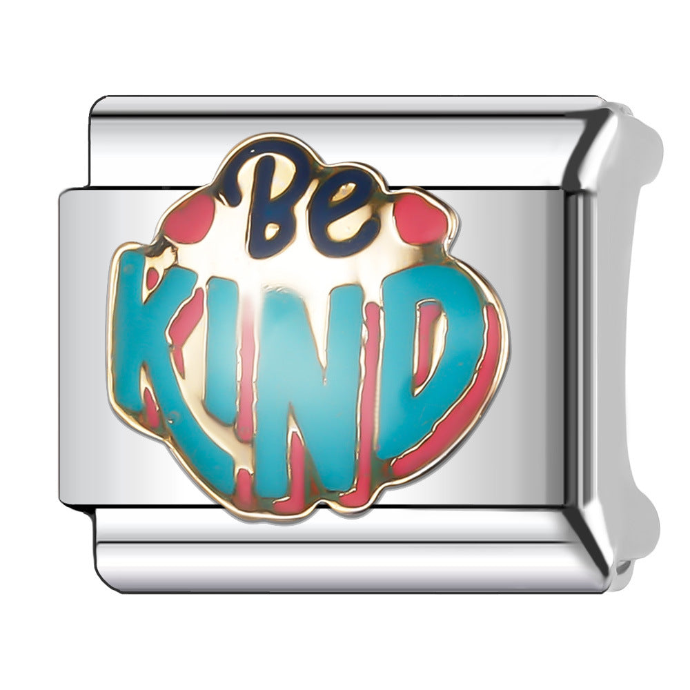 Wholesale Italian Charm Bracelet 9mm DIY Splicing English Stainless Steel Composable Bracelet