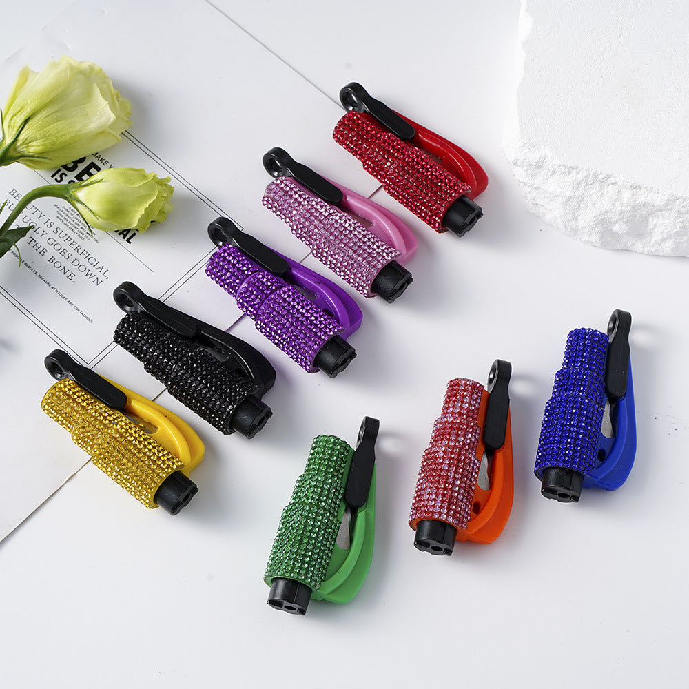 Wholesale Mini Car Hammer Seat Belt Release Keychain with Drill ACCVIP-KC-ZhiYa013