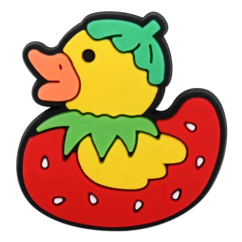 Wholesale Random 100pcs Cute Little Yellow Duck  PVC Soft Rubber Shoe Buckle Decoration