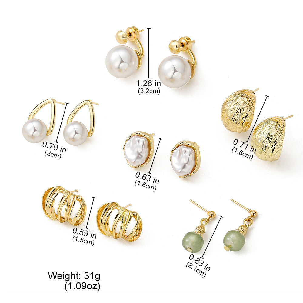 Wholesale Trendy Geometric Pearl Earrings For Women Irregular Alloy Statement Earrings Party Wear Fashion Accessory Boutique Resale
