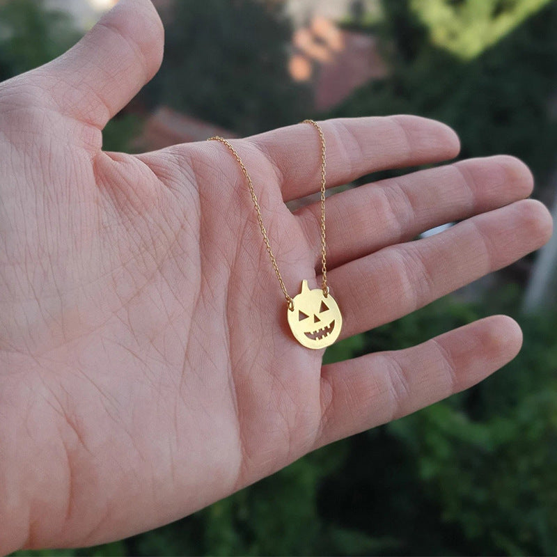 Wholesale AliExpress foreign trade jewelry  small pumpkin smiley face clavicle chain holiday creative ghost fashion pendant