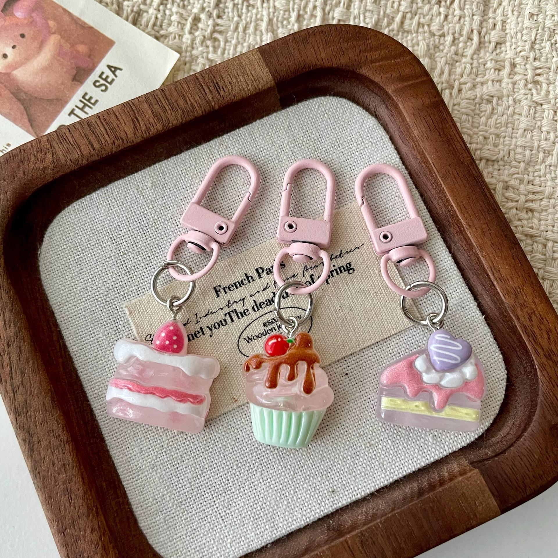 Wholesale Transparent Cake Dessert Keychain Resin Bag Charm for Fashion Boutique Resale