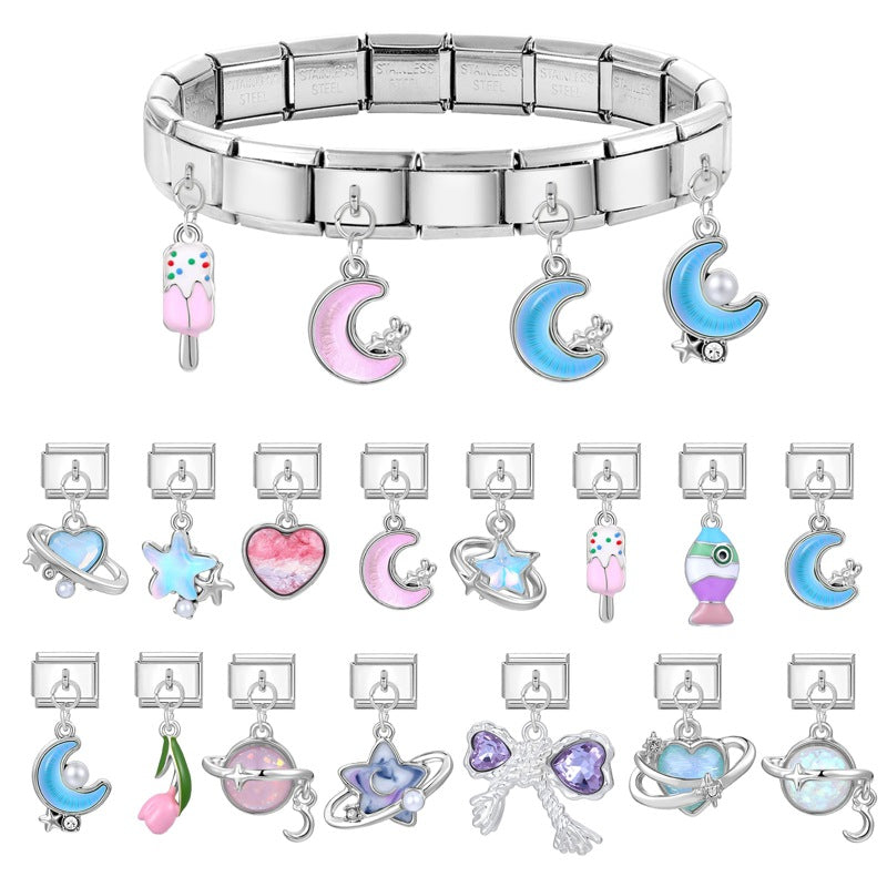 Wholesale Italian Charm Bracelet 9mm DIY Splicing Creative Pendant Stainless Steel Composable Bracelet