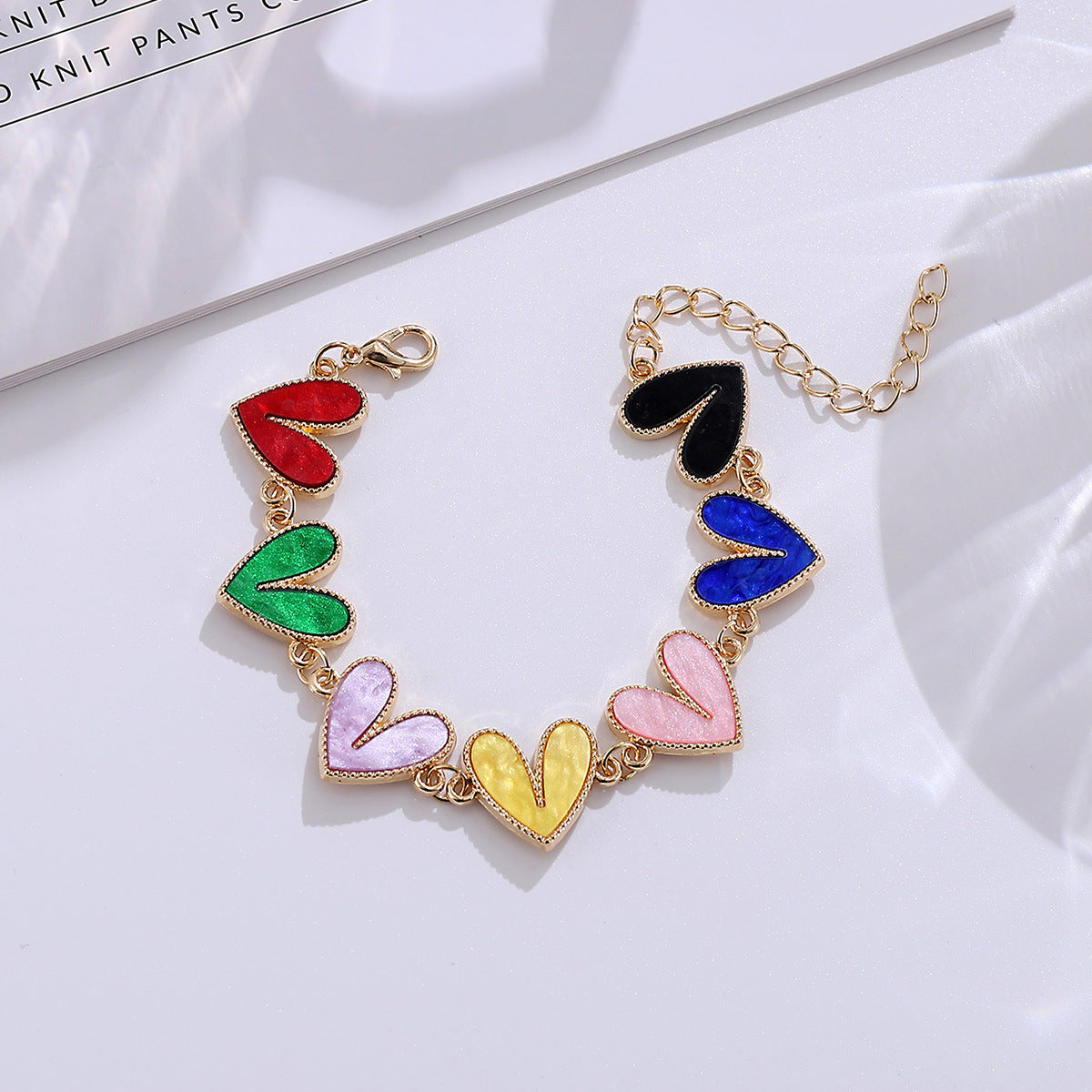 Wholesale Creative alloy colorful heart bracelet