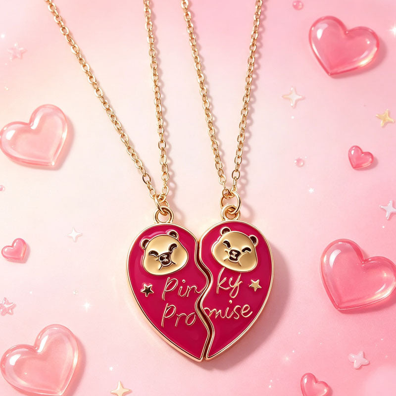 Wholesale Cartoon Heart BFF Magnetic Pendant Necklace For Women Stylish Gold Tone Zinc Alloy Boutique Resale Jewelry Accessory