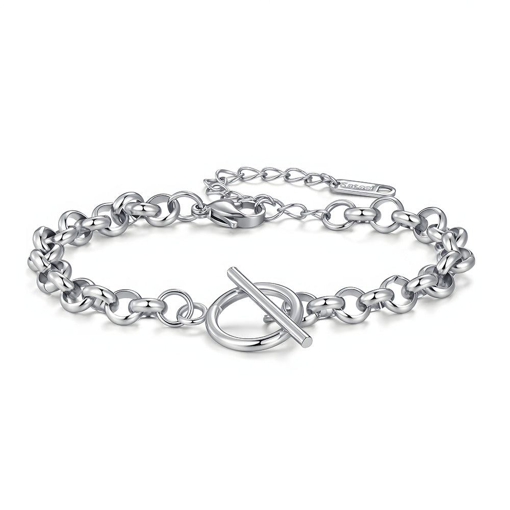 Wholesale Stainless Steel Pearl Chain Bracelet With OT Clasp Stylish Everyday Fashion Accessory For Boutique Resale
