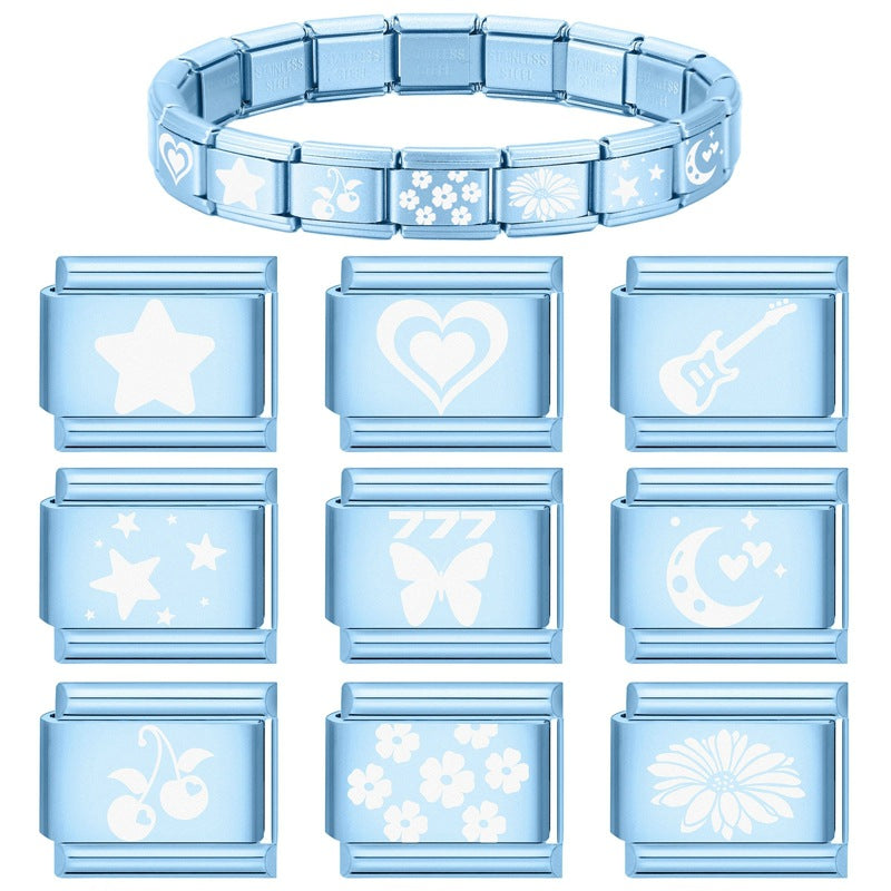 Wholesale 9mm Italian Charm Starter Bracelets DIY square Single Section Creative Stainless Steel Composable Bracelet