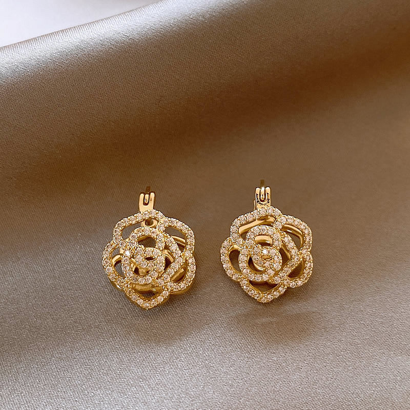 Wholesale Zircon Pearl Flower Mother of Pearl Earrings ACC-ES-Fengm004