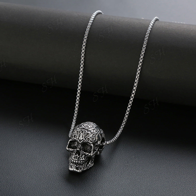 Wholesale Jewelry Stainless Steel Boho Style Skull Pendant Necklace
