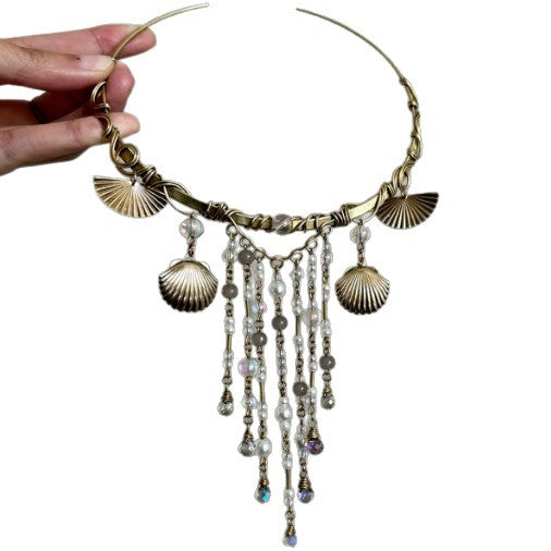 Wholesale Ancient Greek goddess vintage gold seashell tassel necklace