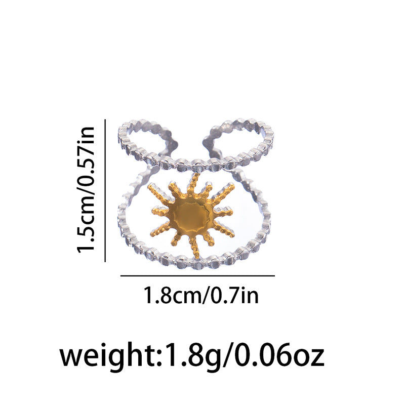 Wholesale Titanium Steel Open Ring Retro Palace Style Fashion Vacation Jewelry Accessory
