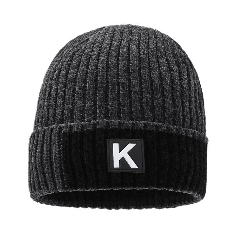 Wholesale warm thick black letter wool beanie