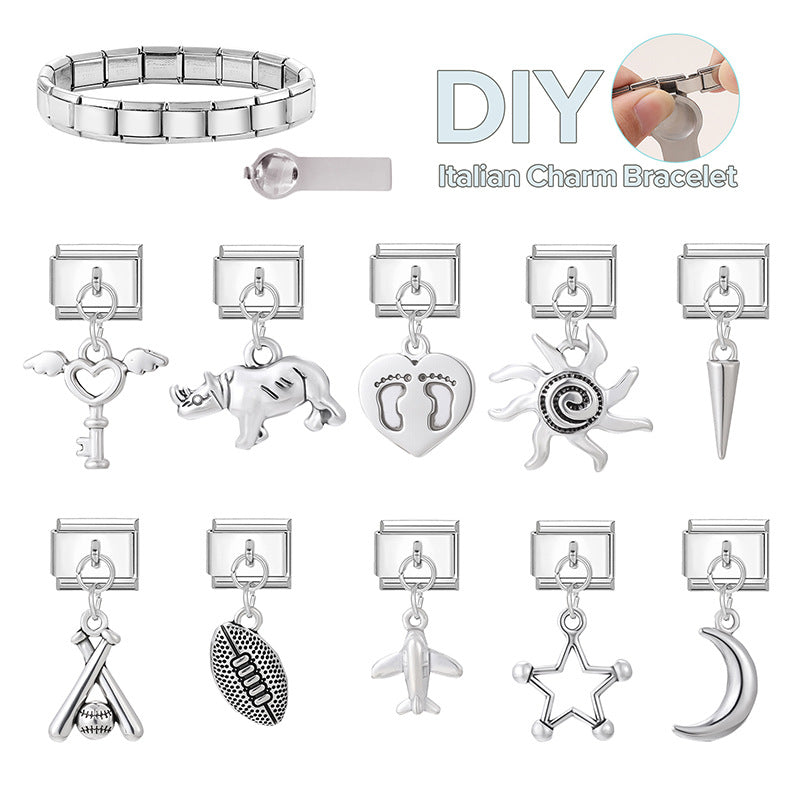 Wholesale 9mm Italian Charm Starter Bracelets DIY Pendant Style Stainless Steel Composable Bracelet